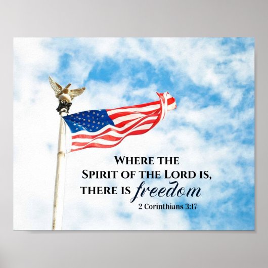 2 Corinthians 3:17 Er is vrijheid, Amerikaanse vla Poster (Voorkant)