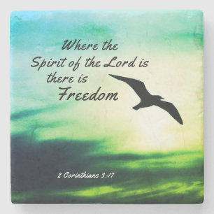 2 Corinthians 3:17 Freedom Bijbel Verse Bird Flyin Stenen Onderzetter