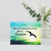 2 Corinthians 3:17 Freedom Bijbelversie Briefkaart (Staand voorkant)