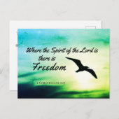 2 Corinthians 3:17 Freedom Bijbelversie Briefkaart (Voorkant / Achterkant)