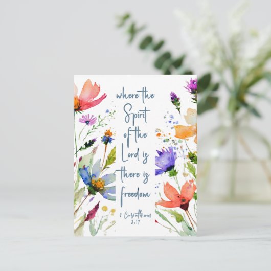 2 Corinthians 3:17 Freedom Bijbelversie Briefkaart (Staand voorkant)