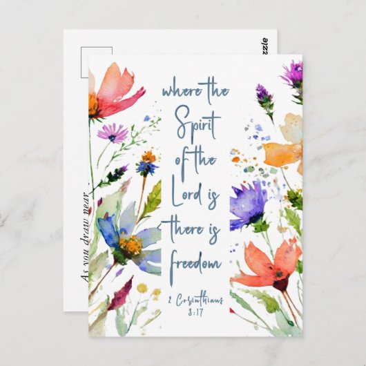 2 Corinthians 3:17 Freedom Bijbelversie Briefkaart (Voorkant / Achterkant)