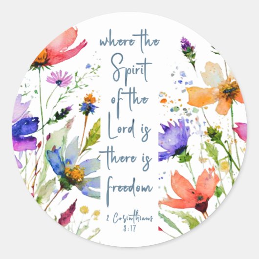 2 Corinthians 3:17 Freedom Bijbelversie Ronde Sticker (Voorkant)