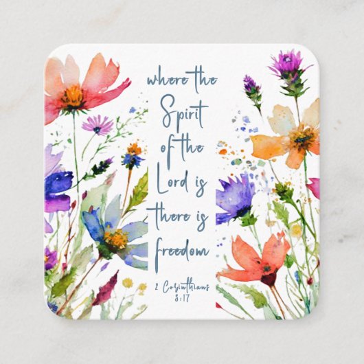 2 Corinthians 3:17 Freedom Bijbelversie Vierkante Visitekaartje (Voorkant)