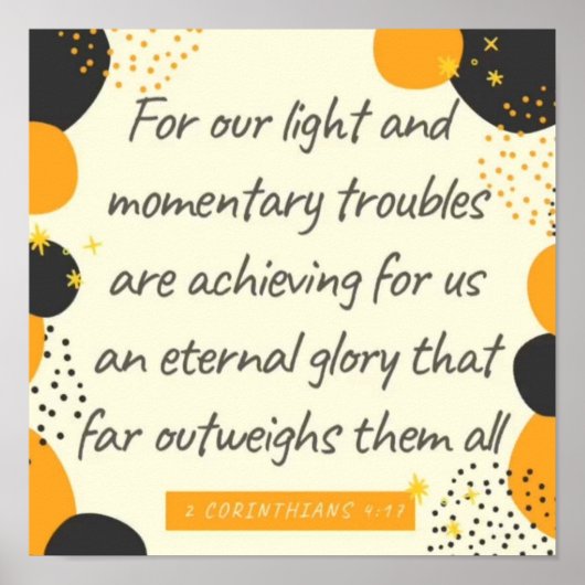 2 Corinthians 4:17 Eeuwige glorie Poster (Voorkant)