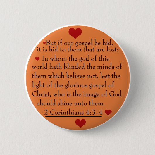 2 Corinthians 4:3-4 evangelknop Ronde Button 5,7 Cm (Voorkant)
