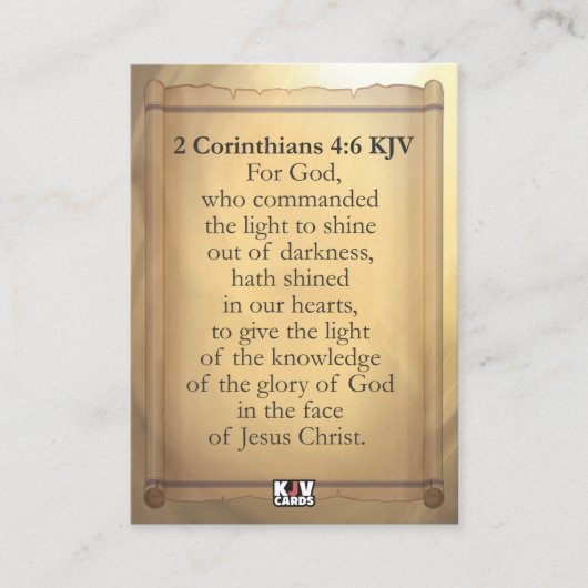2 Corinthians 4:6 KJV Cards Visitekaartje (Voorkant)