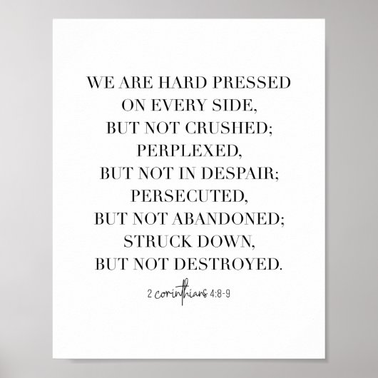2 Corinthians 4:8-9 Poster (Voorkant)