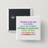 2 Corinthians 5:17 Engels Vierkante Button 5,1 Cm (Voorkant /achterkant)