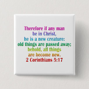 2 Corinthians 5:17 Engels Vierkante Button 5,1 Cm