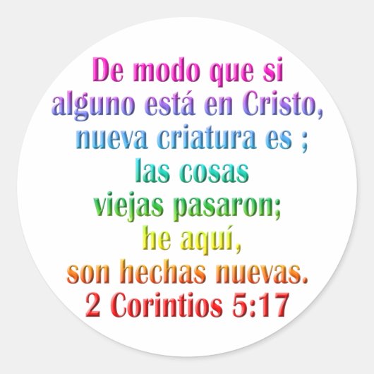 2 Corinthians 5:17 Spaans Ronde Sticker (Voorkant)