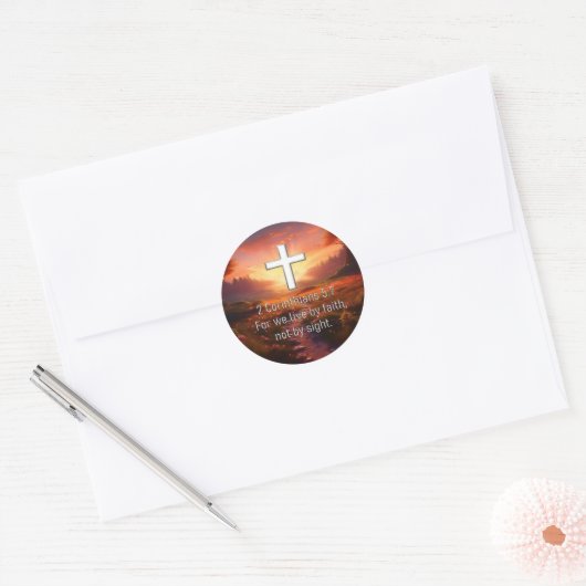 2 Corinthians 5:7 Ronde Sticker (Envelop)