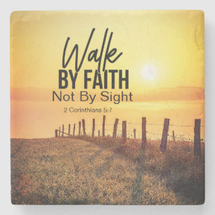 2 Corinthians 5:7 Walby Faith Bible Verse Sunset Stenen Onderzetter