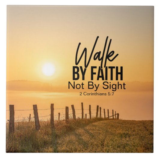 2 Corinthians 5:7 Walby Faith Bible Verse Sunset Tegeltje (Voorkant)