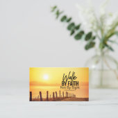 2 Corinthians 5:7 Walby Faith Bible Verse Sunset Visitekaartje (Staand voorkant)