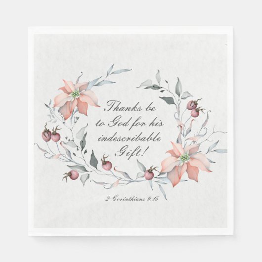2 Corinthians 9:15 Bedankt voor God Kerstmis Servet (Voorkant)