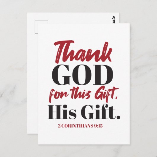 2 Corinthians 9:15 tweeslachtig ontwerp I Briefkaart (Voorkant / Achterkant)