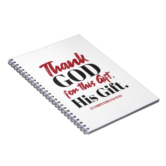 2 Corinthians 9:15 tweeslachtig ontwerp I Notitieboek (Rechterzijde)