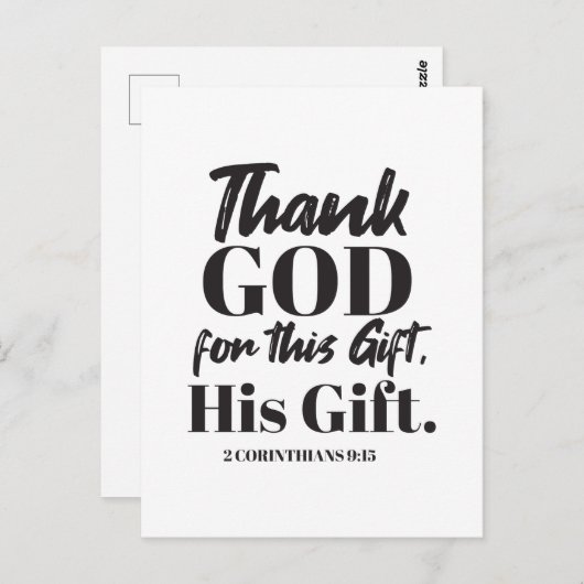 2 Corinthians 9:15 tweeslachtig ontwerp II Briefkaart (Voorkant / Achterkant)