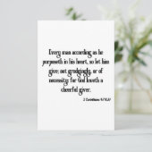 2 Corinthians 9:7 Bijbelscriptproet Kaart (Staand voorkant)