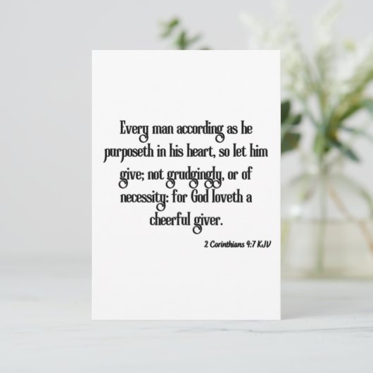 2 Corinthians 9:7 Bijbelscriptproet Kaart (Staand voorkant)