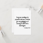 2 Corinthians 9:7 Bijbelscriptproet Kaart (Voorkant / Achterkant in situ)