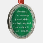 2 Corinthians 9:7 Metalen Ornament (Rechts)