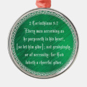 2 Corinthians 9:7 Metalen Ornament (Voorkant)