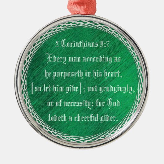 2 Corinthians 9:7 Metalen Ornament (Voorkant)