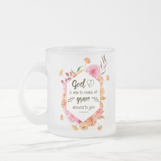 2 Corinthians 9:8 God kan genade overheersen Matglas Koffiemok (Links)