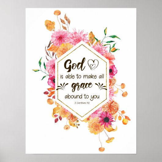 2 Corinthians 9:8 God kan genade overheersen Poster (Voorkant)