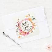 2 Corinthians 9:8 God kan genade overheersen Vierkante Sticker (Envelop)