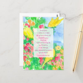 2 Corinthians Scripture Bible God's Grace Flowers Briefkaart