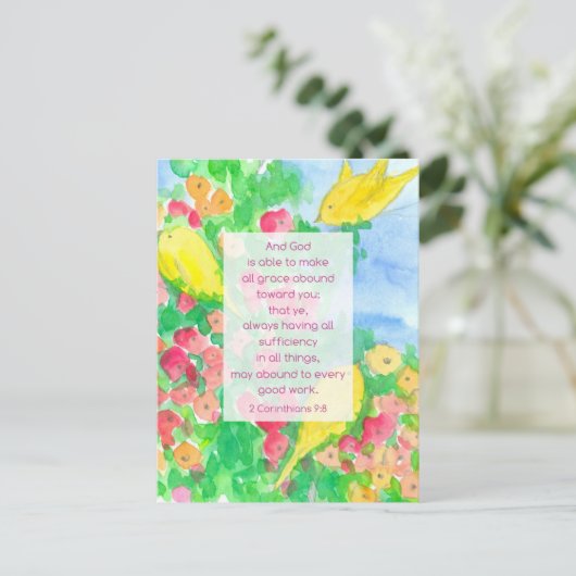 2 Corinthians Scripture Bible God's Grace Flowers Briefkaart (Staand voorkant)