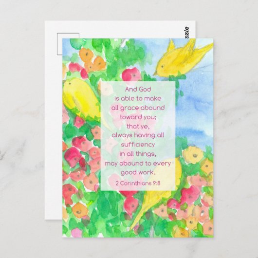 2 Corinthians Scripture Bible God's Grace Flowers Briefkaart (Voorkant / Achterkant)