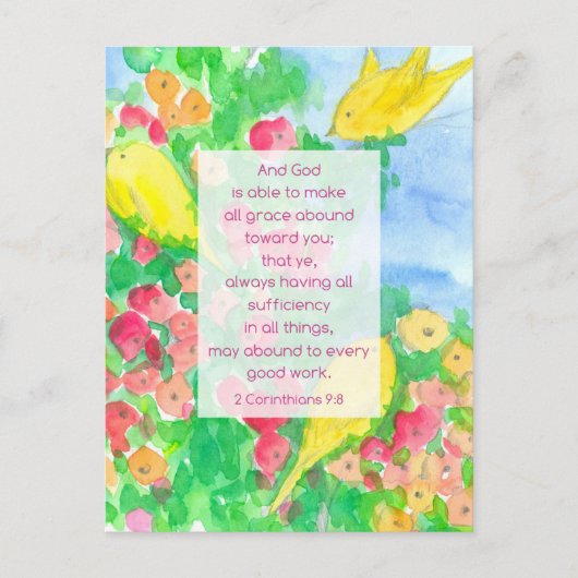 2 Corinthians Scripture Bible God's Grace Flowers Briefkaart (Voorkant)