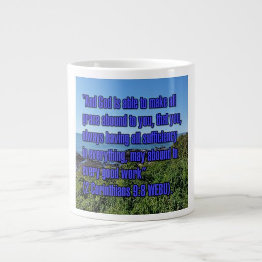 2 Corinthiërs 9:8 WEBU Mug Grote Koffiekop (Voorkant)