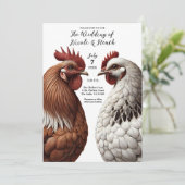 2 Country Chickens Boerderij Barnyard Wedding Kaart (Staand voorkant)