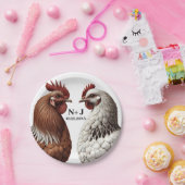 2 Country Chickens Boerderij Barnyard Wedding Papieren Bordje (Feest)