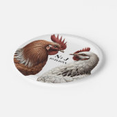 2 Country Chickens Boerderij Barnyard Wedding Papieren Bordje (Gekanteld)