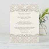 #2 Crème Tan Damask Krullen Na Huwelijk Kaart (Staand voorkant)
