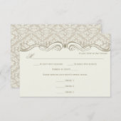 #2 Crème Tan Damask Krullen RSVP Menu Keuze (Voorkant / Achterkant)