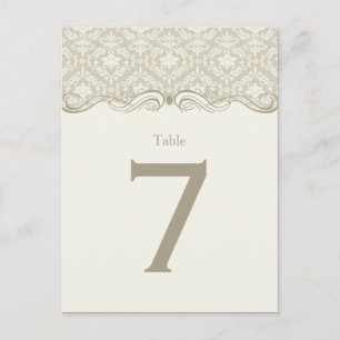 #2 Crème Tan Ivoor Damask Swirls Tafel Kaarten