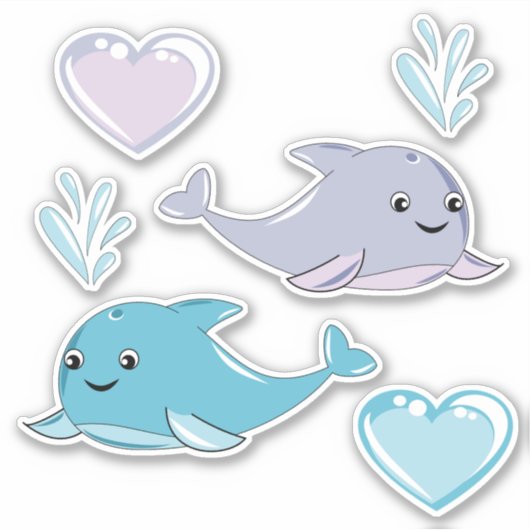 2 Cute Best Friend Whales Vinyl Sticker (Voorkant)