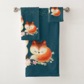 2 Cute Red Foxes onder de sterren Bad Handdoek (Insitu)