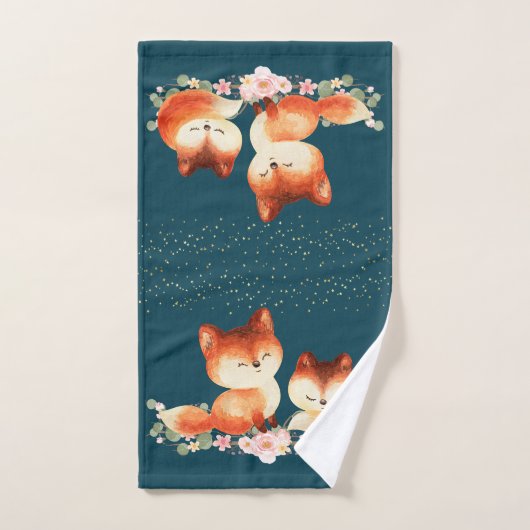 2 Cute Red Foxes onder de sterren Bad Handdoek (Handdoek)