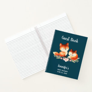 2 Cute Red Foxes Waterverf Afbeelding Guest Book Notitieboek