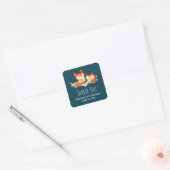 2 Cute Red Foxes Waterverf Birthday Hartelijk dank Vierkante Sticker (Envelop)