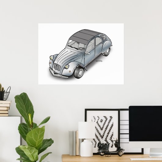 2 CV Citroen Poster (Thuiskantoor)