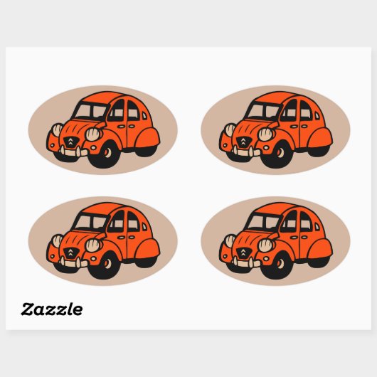 2 cv  franse auto ovale sticker (Vel)